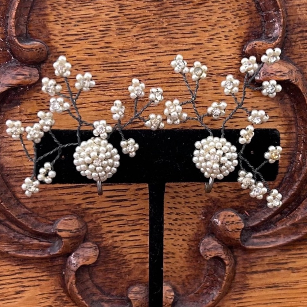 Fabulous VTG 50ās Beaded Wired Branch Earrings